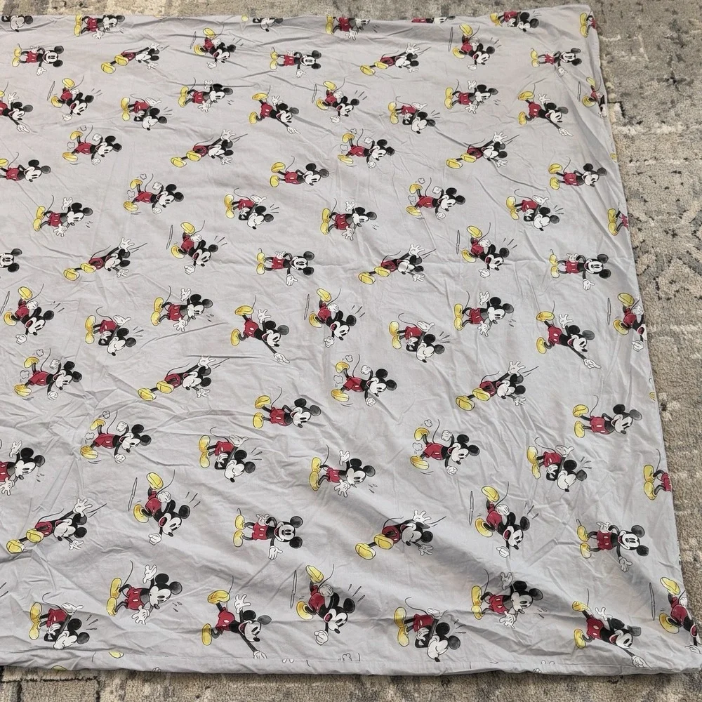 Pottery Barn Kids DISNEY Mickey Mouse Gray Blue Organic Duvet Cover Twin 68x86